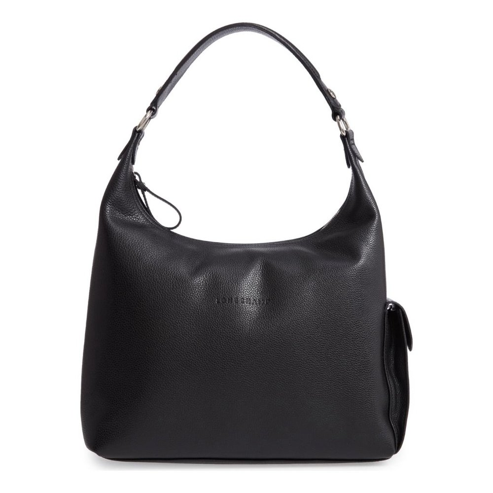NWT LONGCHAMP Le Foulonne Leather Hobo Shoulder Bag BLACK AUTHENTIC